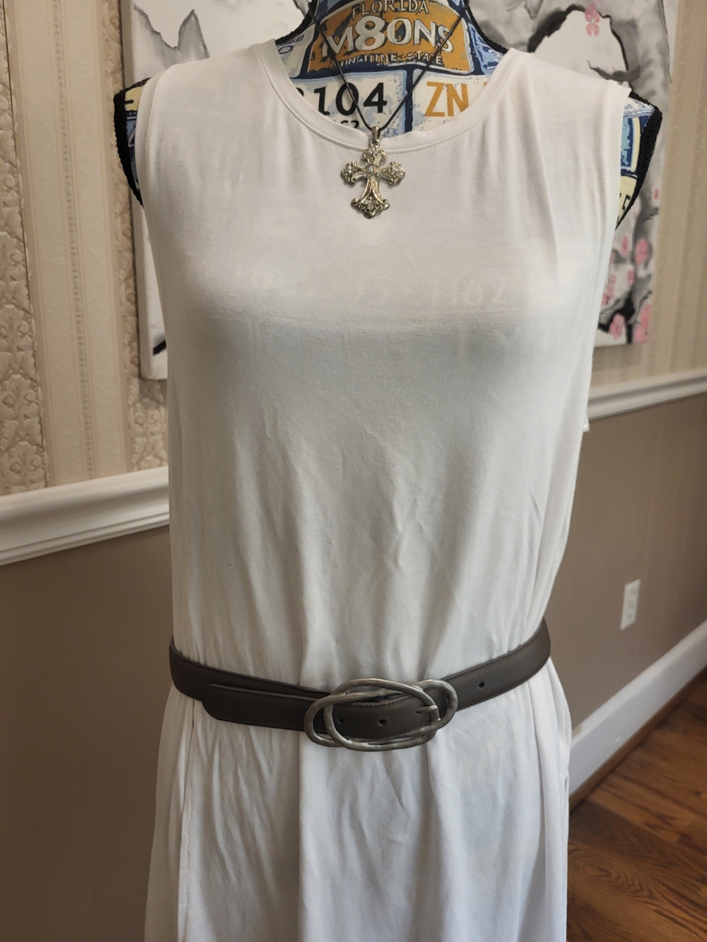 J. Jill Brown Leather Belt with Silver Double-Loop Buckle